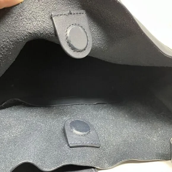 ALLSAINTS Captains Tote Women Navy Blue Leather Bag Shoulder Strap Chain Purse - Picture 14 of 16